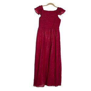 NWT Bar III Off The Shoulder Smocked Dress Maxi Size Large Maroon